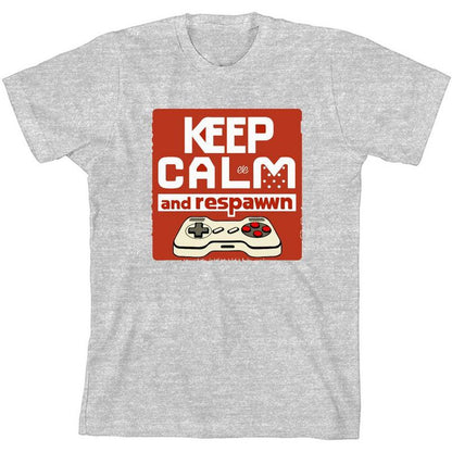 تي شيرت Keep Calm and Respawn Controller للشباب برقبة دائرية وأكمام قصيرة