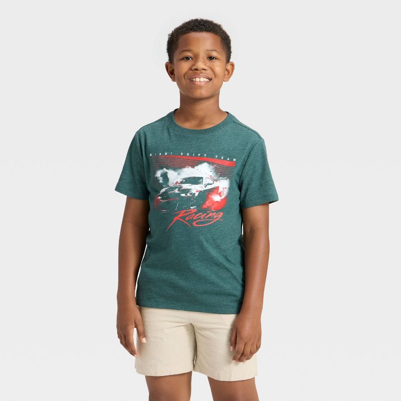Boys' Short Sleeve Miami Drift Team Graphic T-Shirt - Cat & Jack Dark™ Dark Green
