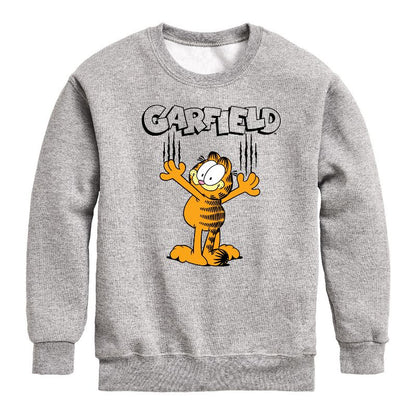 Boys' - Garfield - Cat Scratches Graphic Long Sleeve Fleece Sweatshirt