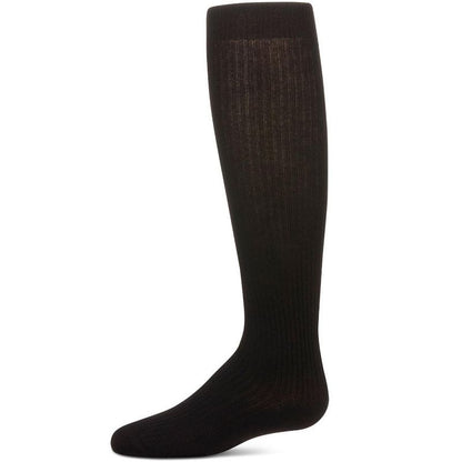 Memoi Thin Ribbed Girls Cotton Blend Knee High Sock