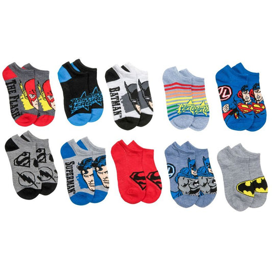 Kids DC Justice League Assorted No Show Socks 10-Pack