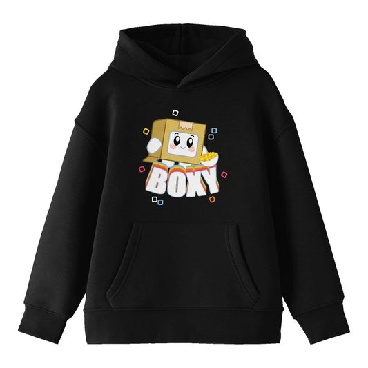 LankyBox Boxy Long Sleeve Youth Black Hooded Sweatshirt