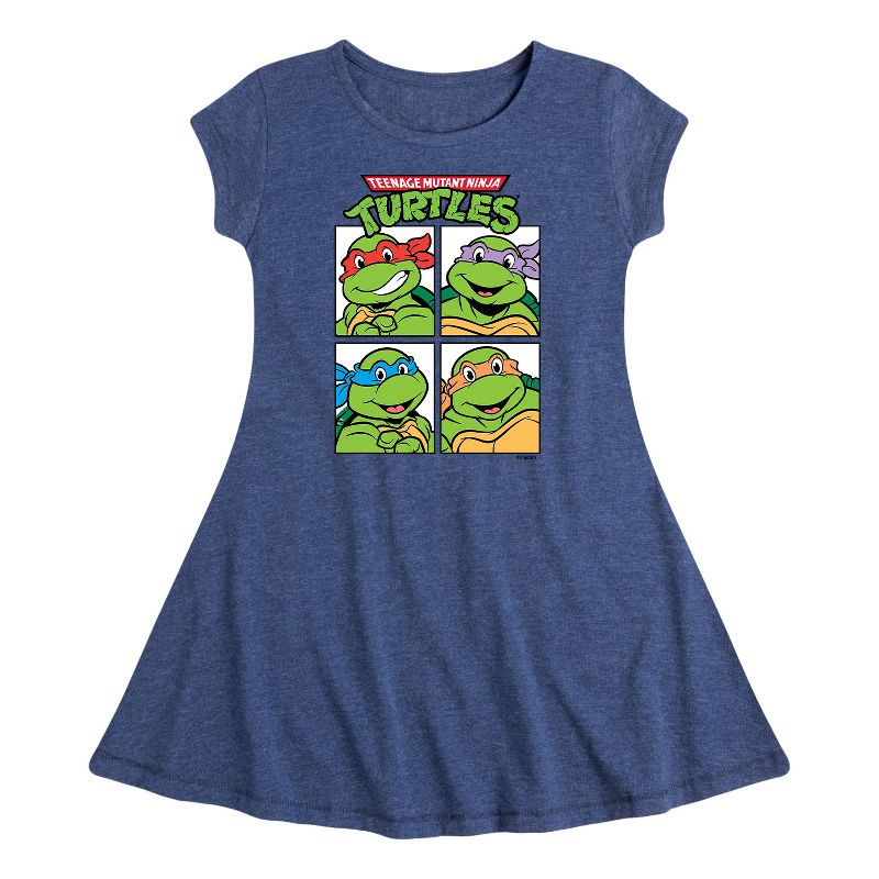 Girls' - Teenage Mutant Ninja Turtles - Character Blocks Fit & Flair Cap Sleeve Dress