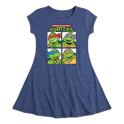 Girls' - Teenage Mutant Ninja Turtles - Character Blocks Fit & Flair Cap Sleeve Dress