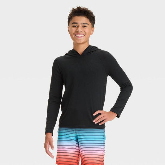Boys' Long Sleeve Solid Rash Guard Top - art class™ Black