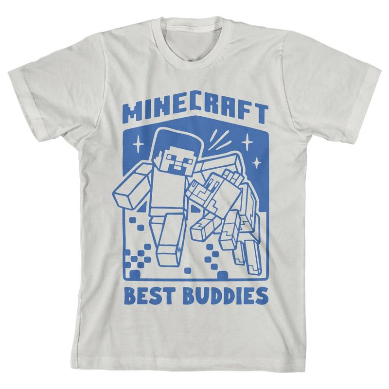 تي شيرت أبيض للأولاد من Minecraft Adventure Club Best Buddies
