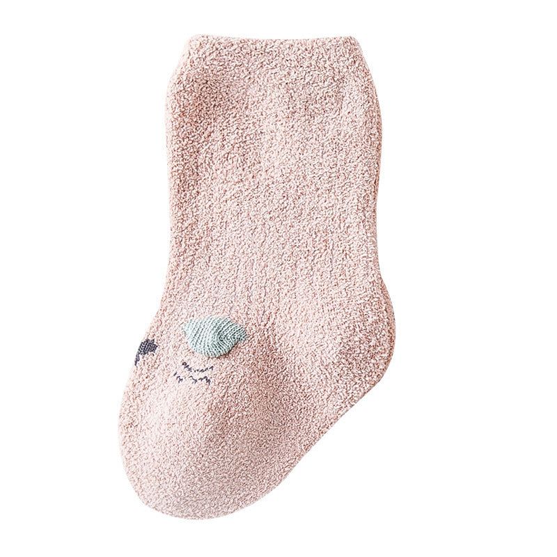 MyKids-Usa Baby Cartoon Pattern Coral Fleece Comfy Mid-Tube Socks