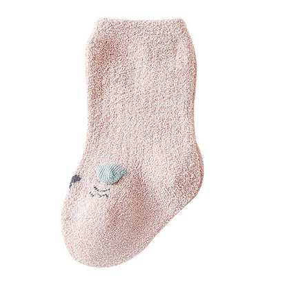 MyKids-Usa Baby Cartoon Pattern Coral Fleece Comfy Mid-Tube Socks