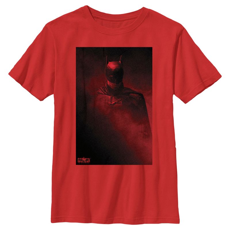 Boy's The Batman Red Shadow Poster T-Shirt
