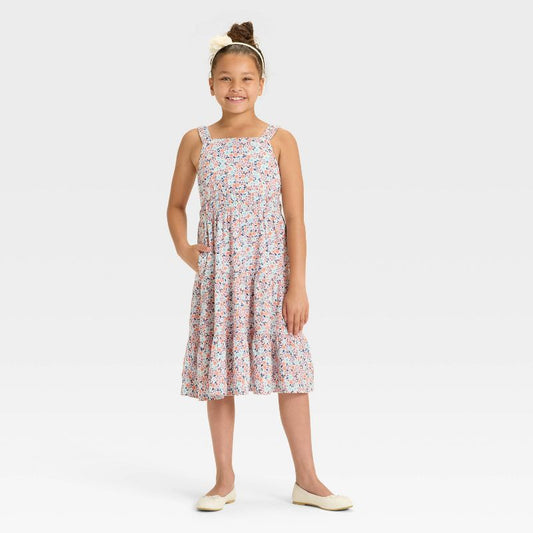 Girls' Sleeveless Woven Floral Midi Dress - Cat & Jack™