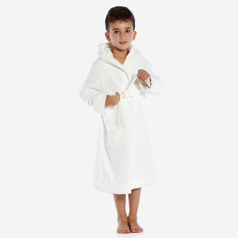 Leveret Kids Fleece Solid Color Hooded Robe (Part 2)
