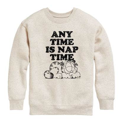 Boys' - Garfield - Nap Sketch Graphic Long Sleeve Fleece Sweatshirt