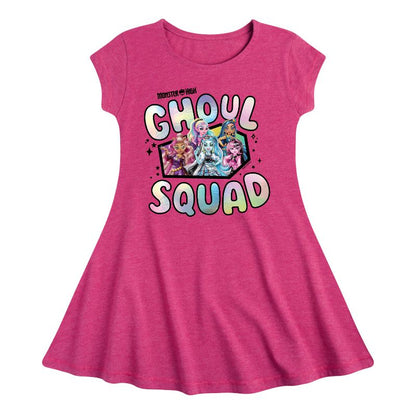 فستان بناتي من Monster High - Ghoul Squad Fit &amp; Flair بأكمام قصيرة