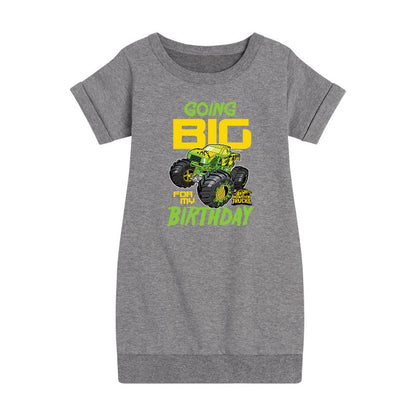 فستان صوف بأكمام قصيرة مطبوع عليه رسومات "Going Big For My Birthday" للفتيات - Hot Wheels