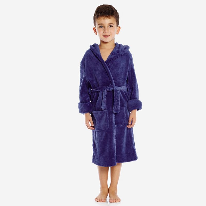 Leveret Kids Fleece Solid Color Hooded Robe (Part 2)