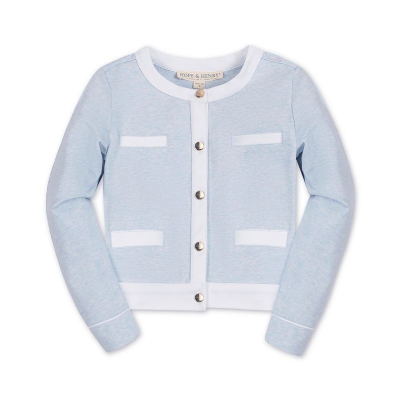 Hope & Henry Girls'  French Terry Contrast Trim Cardigan, Kids