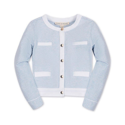 Hope & Henry Girls'  French Terry Contrast Trim Cardigan, Kids
