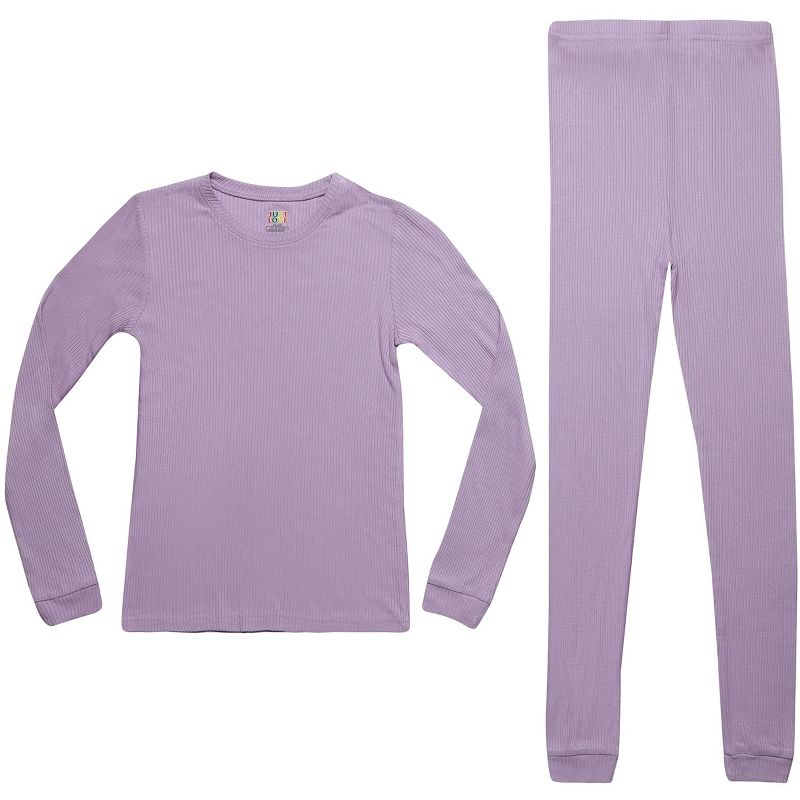 Just Love Girls Solid Pajama Sets - Snug Fitting Ribbed PJ Tops & Bottoms for Girls