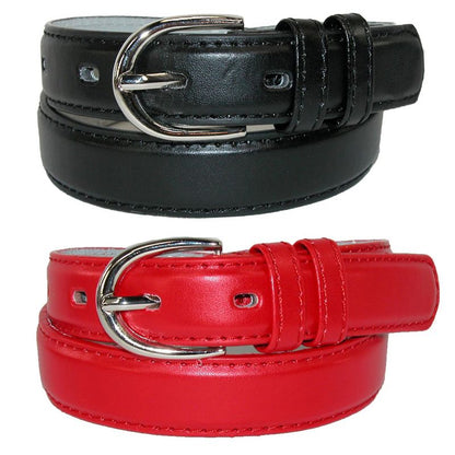 CTM Kid's Basic Leather Dress Belt (Pack of 2 Colors)