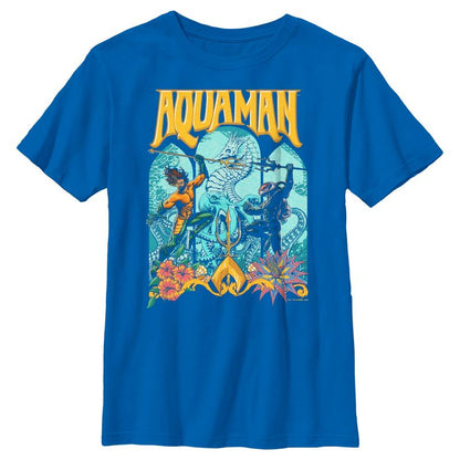 Boy's Aquaman and the Lost Kingdom Retro Window Poster T-Shirt