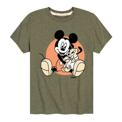 Boys' - Disney - Mickey Mouse Hugs His Puppy Short Sleeve Graphic T-Shirt