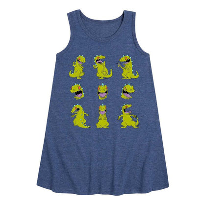 Girls' - Rugrats - Reptar Sheet Graphic Sleeveless Aline Dress