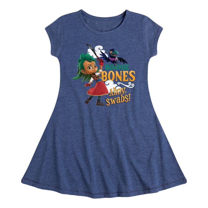 فستان Bonnie Bones Swabs Fit &amp; Flair بأكمام قصيرة للفتيات - Santiago of The Seas