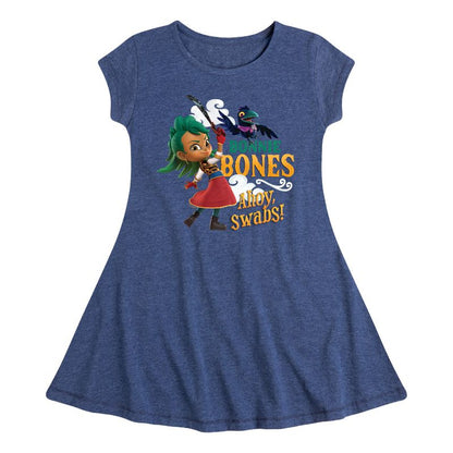 فستان Bonnie Bones Swabs Fit &amp; Flair بأكمام قصيرة للفتيات - Santiago of The Seas