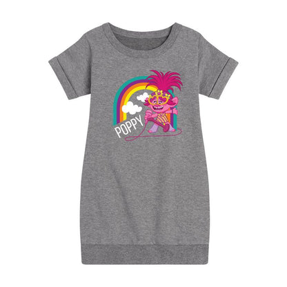 Girls' - Trolls - Poppy Singing Graphic Short Sleeve Fleece Dress