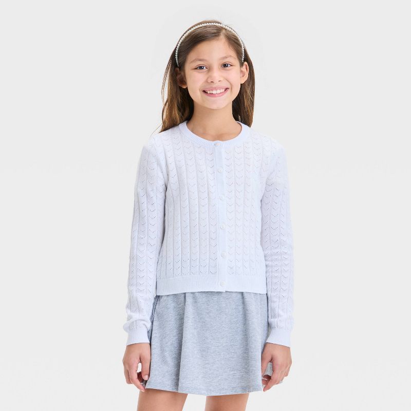 Girls' Long Sleeve Pointelle Cardigan - Cat & Jack™