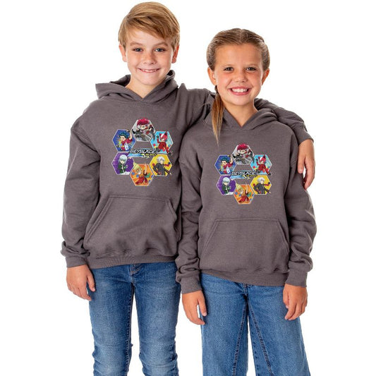 Beyblade Burst Show Boys' Unisex Characters Sweatshirt Hoodie Pullover Grey