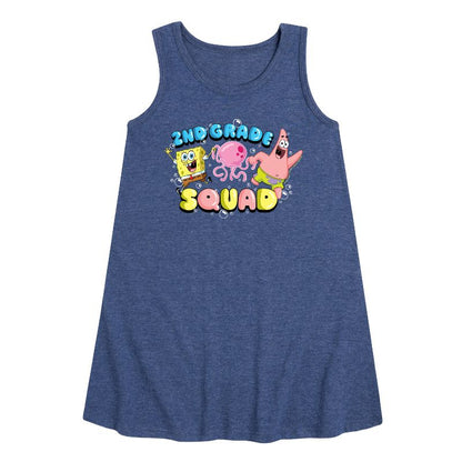 Girls' - SpongeBob SquarePants - 2nd Grade Squad Graphic Sleeveless Aline Dress