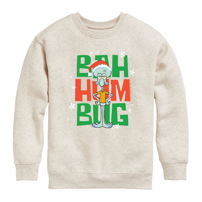 Boys' - SpongeBob SquarePants - Squidward Bah Humbug Graphic Long Sleeve Fleece Sweatshirt