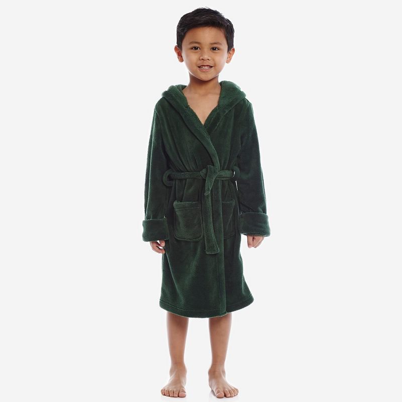 Leveret Kids Fleece Solid Color Hooded Robe (Part 2)