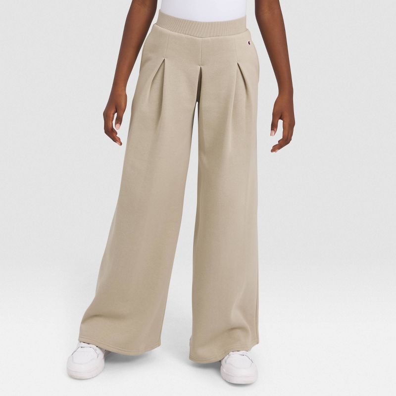 Champion Girls' Pleated Fleece Wide Leg Pants