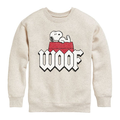Boys' - Peanuts - Woof Snoopy Graphic Long Sleeve Fleece Sweatshirt