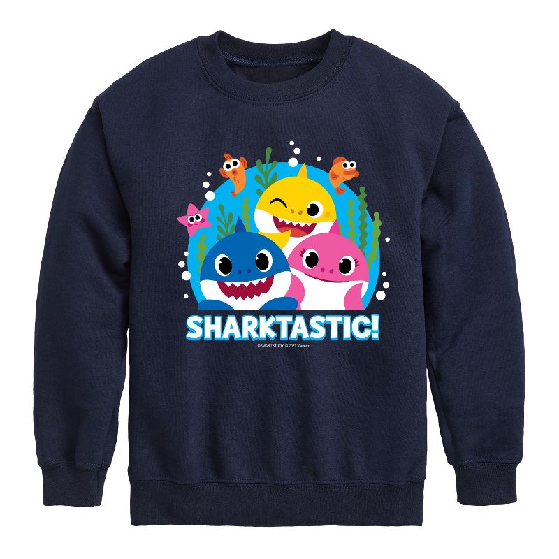 Boys' - Baby Shark - Sharktastic Graphic Long Sleeve Fleece Sweatshirt