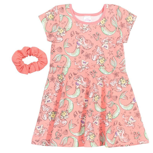 Disney Princess Frozen Minnie Mouse Moana Mulan The Little Mermaid Cinderella Skater Dress  Scrunchie Toddler to Big Kid
