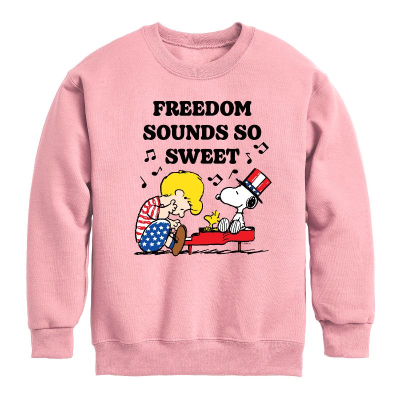 Boys' - Peanuts - Freedom Sounds So Sweet Graphic Long Sleeve Fleece Sweatshirt