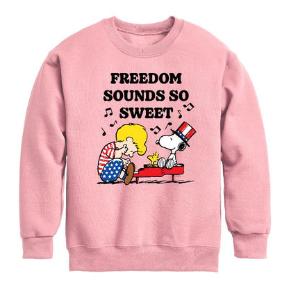 Boys' - Peanuts - Freedom Sounds So Sweet Graphic Long Sleeve Fleece Sweatshirt