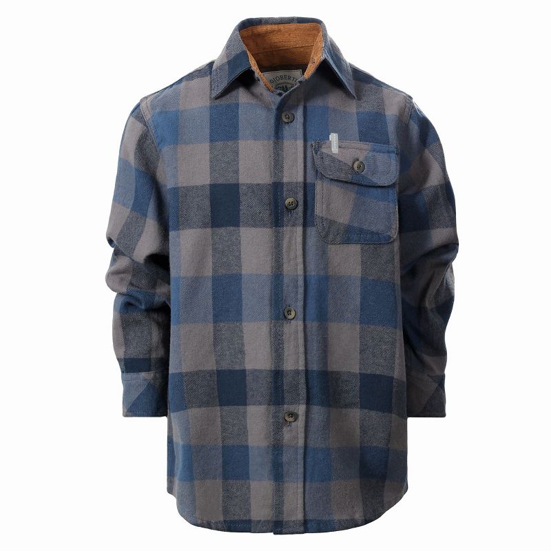 Gioberti Boy's Single Pocket Flannel Shirt with Corduroy Contrast (Part 2)