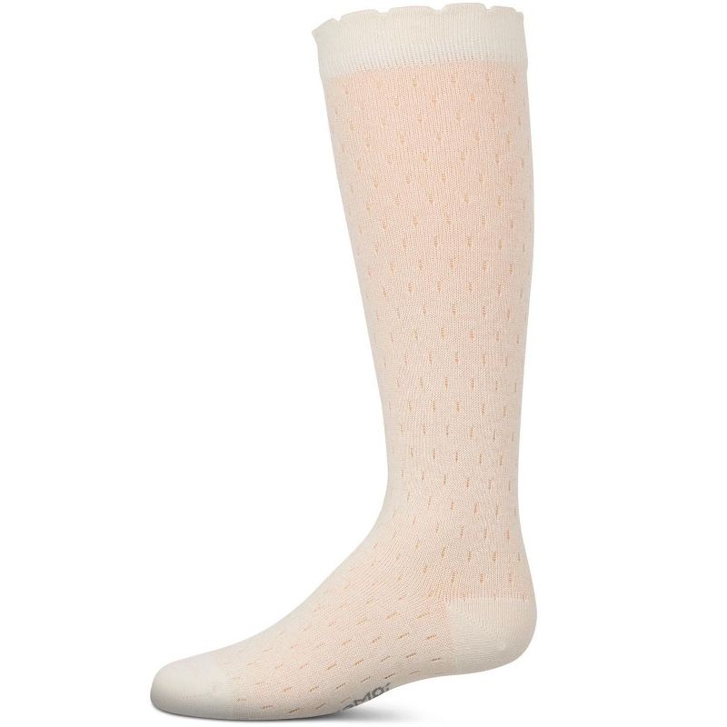 Memoi Girls Pointelle Soft Stretch Cotton Knee Socks