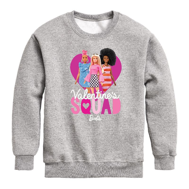 Boys' - Barbie - Valentine's Squad Graphic Long Sleeve Fleece Sweatshirt