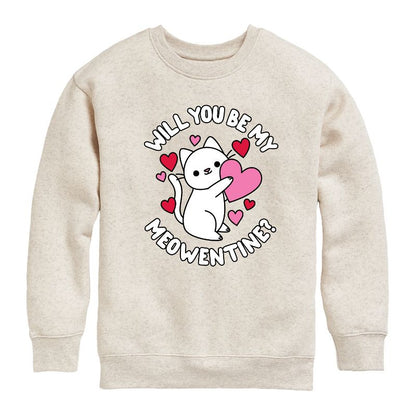 Boys' - Instant Message - Valentine's Day Be My Meowentine Graphic Long Sleeve Fleece Sweatshirt