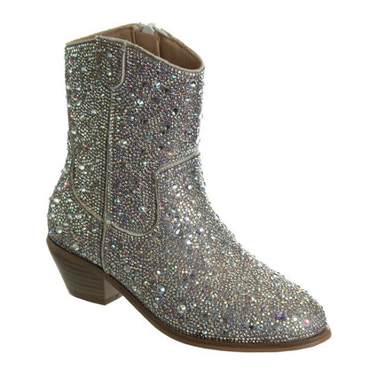 Badgley Mischka Girls Dressy Western Cowboy Boots with Rhinestones Jeweled