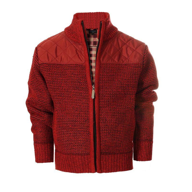 Gioberti Boy's Knitted Full Zip Cardigan Sweater With Soft Brushed Flannel Lining