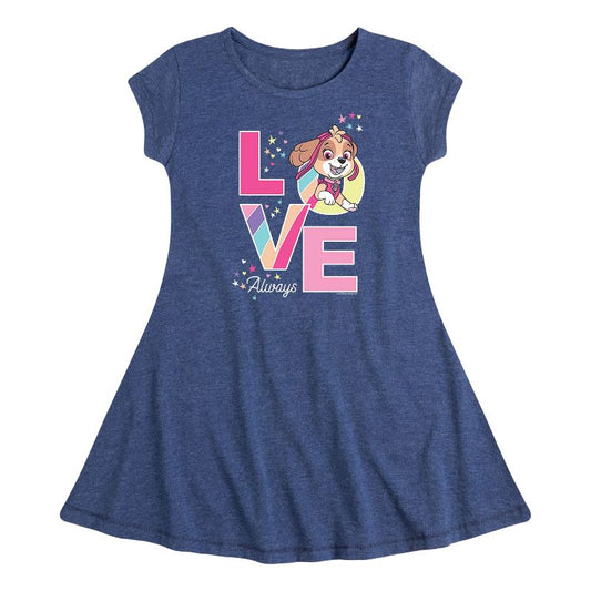 Girls' - Paw Patrol - Skye Love Always Fit & Flair Cap Sleeve Dress