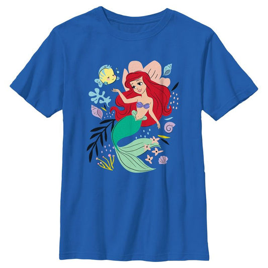 تي شيرت للأولاد من فيلم حورية البحر الصغيرة أريل وسمكة فلوندر سي