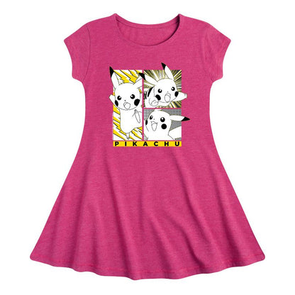 Girls' - Pokémon - Pikachu Panels Fit & Flair Cap Sleeve Dress