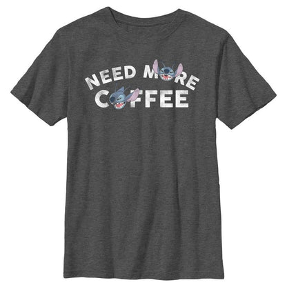 Boy's Lilo & Stitch Need More Coffee Distressed Stitch T-Shirt